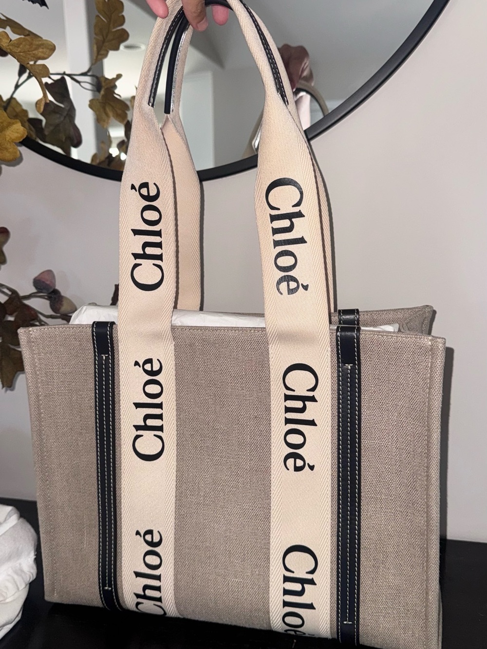 Chloe Woody Tote Bag in Linene
